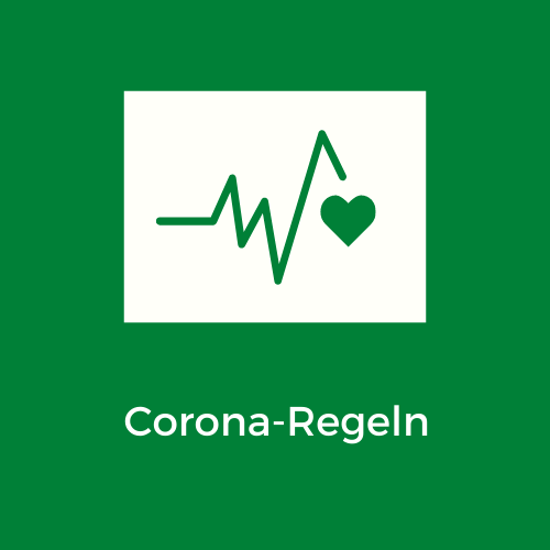 Banner Corona-Regeln mit grünem Herz