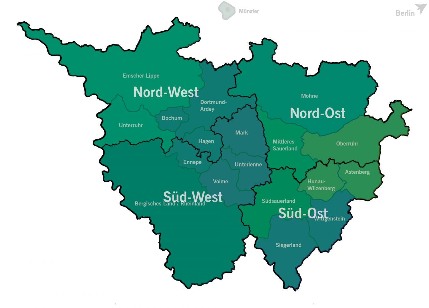 Kartes SGV mit Bezirken und Gebieten