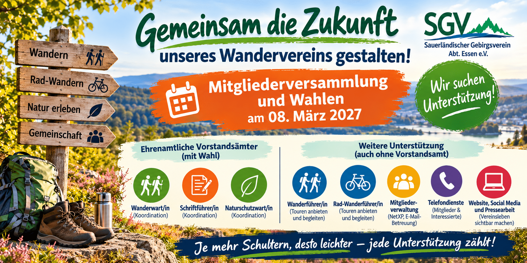 Gemeinsam die Zukunft unseres Wandervereins gestalten – wir suchen Unterstützung!