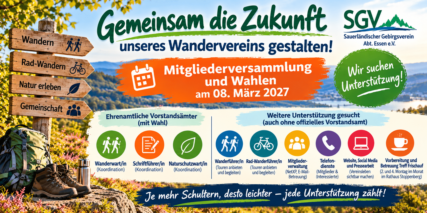 Gemeinsam die Zukunft unseres Wandervereins gestalten – wir suchen Unterstützung!